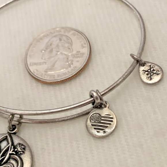 Fleur-de-lis Charm Bracelet, Silver Tone, Alex and Ani - Picture 3 of 4